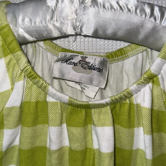 RARE EDITIONS Lime Green White Gingham Check Pullover Dress Girls Size 6 - Picture 3 of 5